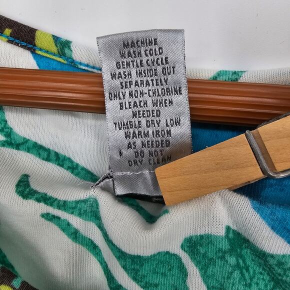 Chico’s Blue Floral Short Sleeve Knit Resort Top Size 2 US 12 Tropical Casual - Picture 6 of 6